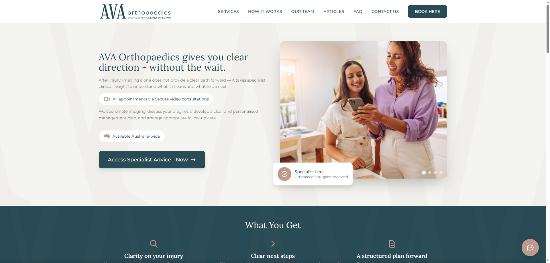 AVA Orthopaedics website